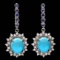 14k Gold 6ct Turquoise 1.10ct Diamond Earrings