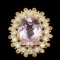 14k Gold 16.50ct Kunzite 1.80ct Diamond Ring