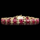 14k Gold 28.00ct Ruby 1.00ct Diamond Bracelet