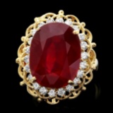 14k Yellow Gold 16.00ct Ruby 0.80ct Diamond Ring