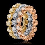 14K Yellow, White & Rose Gold 3.35cts. Diamond Ring