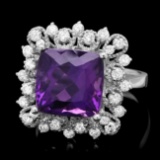 14k Gold 4.70ct Amethyst 0.65ct Diamond Ring