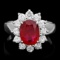 14k White Gold 3.40ct Ruby 1.00ct Diamond Ring