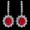 14k Gold 11.30ct Ruby 1.80ct Diamond Earrings