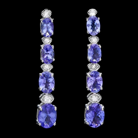 14k Gold 5ct Tanzanite 0.35ct Diamond Earrings