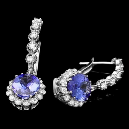 14k Gold 4.7ct Tanzanite 1.3ct Diamond Earrings