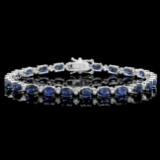 14k Gold 12.00ct Sapphire 0.50ct Diamond Bracelet