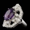 14k Gold 7.50ct Amethyst 2.60ct Diamond Ring