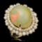 14K Gold 12.56ct Opal & 2.07ct Diamond Ring