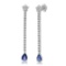 14K Solid White Gold,1.27cts Sapphire & 1.18cts Diamond Earrings