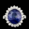 14k Gold 9.50ct Sapphire 1.35ct Diamond Ring