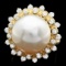 14k Gold 14 X 14mm Pearl 1.00ct Diamond Ring