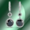 14K Gold 22.28cts Black Diamond Earrings