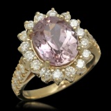 14K Gold 4.50ct Kunzite 1.21ct Diamond Ring