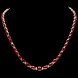 14k Gold 33.00ct Ruby 1.15ct Diamond Necklace