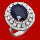 14k Gold 5.93ct Sapphire 1.52ct Diamond Ring