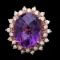 14k Rose Gold 8.50ct Amethyst 1.00ct Diamond Ring