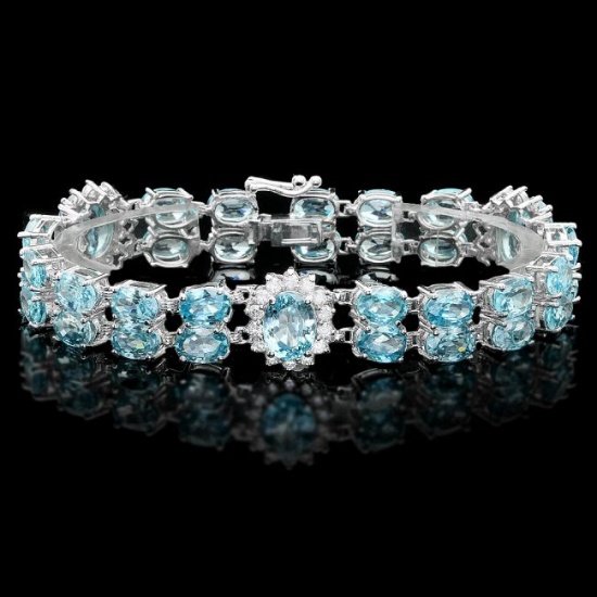 14k Gold 44.5ct Zircon 1.50ct Diamond Bracelet