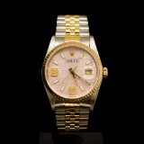 Rolex Two-Tone Datejust 36mm Custom Pink Dial, Diamonds on 9th & 6th Hour Men's Wristwatch