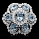 14k Gold 8.00ct Aquamarine 1.35ct Diamond Ring