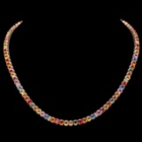 14k Gold 44.00ct Sapphire 1.00ct Diamond Necklace