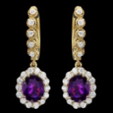 14k Gold 3.70ct Amethyst 1.30ct Diamond Earrings