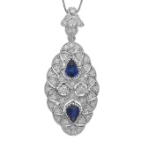 14K Gold 2.47ct Sapphire 1.96ct Diamond Pendant