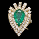 14k Gold 3.00ct Emerald 2.00ct Diamond Ring