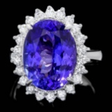 14k Gold 10.00ct Tanzanite 0.90ct Diamond Ring