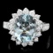 14k Gold 3.5ct Aquamarine 1.25ct Diamond Ring