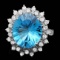 14k White Gold 7.00ct Topaz 0.70ct Diamond Ring