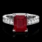 14k White Gold 4.17ct Ruby 0.35ct Diamond Ring