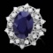 14k Gold 9.00ct Sapphire 1.35ct Diamond Ring