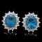 14k Gold 17.00ct Topaz 1.40ct Diamond Earrings