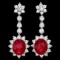 14k Gold 10.00ct Ruby 3.90ct Diamond Earrings