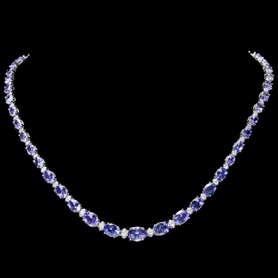 14k 26.00ct Tanzanite 1.10ct Diamond Necklace