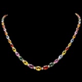 14k Gold 33.00ct Sapphire 1.70ct Diamond Necklace