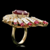 14k Yellow Gold 10ct Ruby 3.70ct Diamond Ring