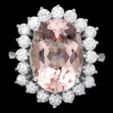 14k Gold 6.50ct Morganite 1.30ct Diamond Ring