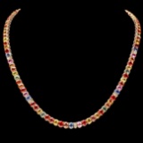 14k Gold 44ct Sapphire 1.0ct Diamond Necklace