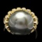 14k Gold 14 X 14mm Pearl 0.64ct Diamond Ring