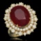 14K Gold 12.77ct Ruby 1.60ct Diamond Ring