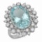 14K Gold 8.00ct Aquamarine 1.23ct Diamond Ring