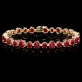 14k Gold 21.00ct Ruby 0.90ct Diamond Bracelet