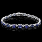 14k Gold 13.00ct Sapphire 0.75ct Diamond Bracelet