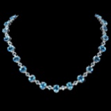 14k Gold 60.00ct Topaz 2.35ct Diamond Necklace