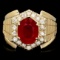 14k Gold 4.50ct Ruby 0.65ct Diamond Mens Ring