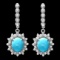 14k Gold 5ct Turquoise 1.50ct Diamond Earrings