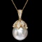 14k Gold 16 X 16mm Pearl 1.20ct Diamond Pendant