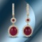 14K Gold 26.25cts Ruby & 3.26cts Diamond Earrings